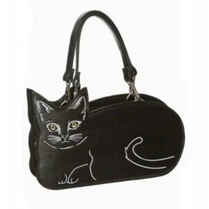 Banned Black Cat Purse - Shoulder or Crossbody Straps - Faux leather